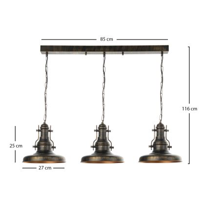 Brilagi - PYRONIC láncos csillár 3xE27/40W/230V bronz/patina