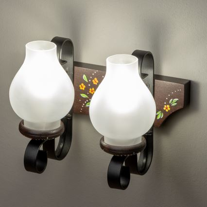 Brilagi - QUEEN fali lámpa 2xE14/40W/230V bükk/wenge