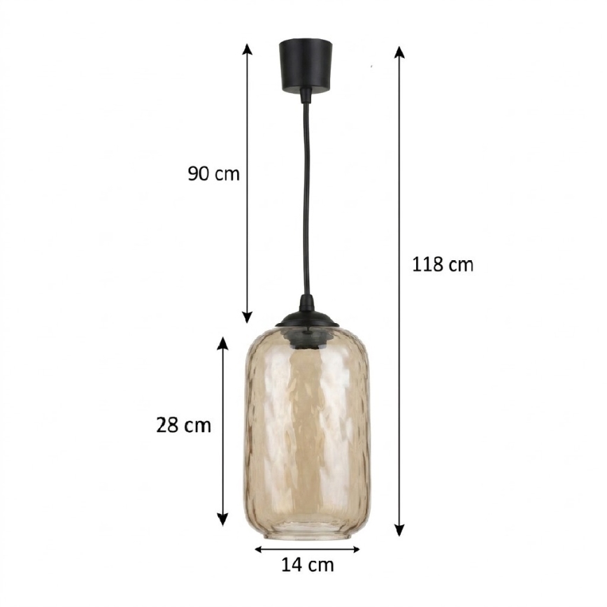 Brilagi - RETRO GLASS LED kábeles függeszték 1xE27/60W/230V átm. 14 cm fekete/füstös barna
