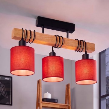 Brilagi - Ráépített csillár NUBILA 3xE27/60W/230V fenyő/piros