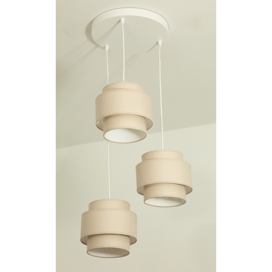 Brilagi - RESNA kábeles függeszték 3xE27/60W/230V, átmérő 45 cm, bézs