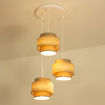 Brilagi - RESNA kábeles függőlámpa, 3xE27/60W/230V, átm. 45 cm, barna/bézs