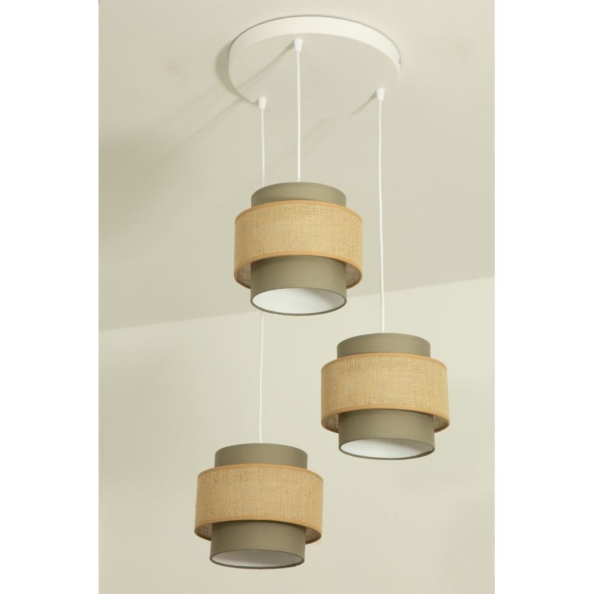 Brilagi - RESNA kábeles függőlámpa, 3xE27/60W/230V, átm. 45 cm, barna/bézs