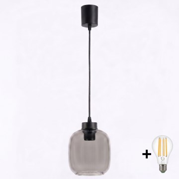 Brilagi - RETRO GLASS kábeles LED csillár 1xE27/60W/230V átm. 14 cm fekete/füstszürke