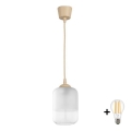 Brilagi - RETRO GLASS kábeles LED függeszték 1xE27/60W/230V, átm. 14 cm, bézs/fehér