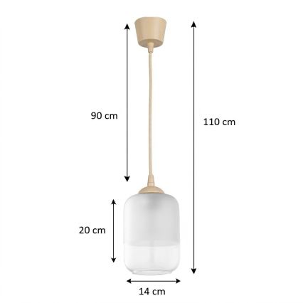 Brilagi - RETRO GLASS kábeles LED függeszték 1xE27/60W/230V, átm. 14 cm, bézs/fehér