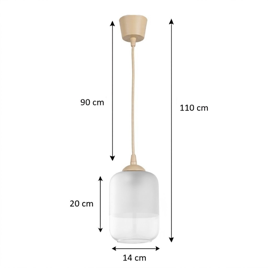 Brilagi - RETRO GLASS kábeles LED függeszték 1xE27/60W/230V, átm. 14 cm, bézs/fehér