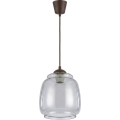 Brilagi - RETRO GLASS LED csillár kábelen 1xE27/60W/230V átm. 26 cm barna/füstszürke