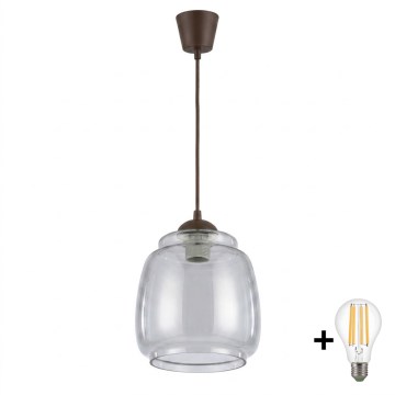 Brilagi - RETRO GLASS LED csillár kábelen 1xE27/60W/230V átm. 26 cm barna/füstszürke