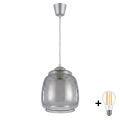 Brilagi - RETRO GLASS LED függeszték kábelen 1xE27/60W/230V Ø 26 cm ezüst/füstszürke