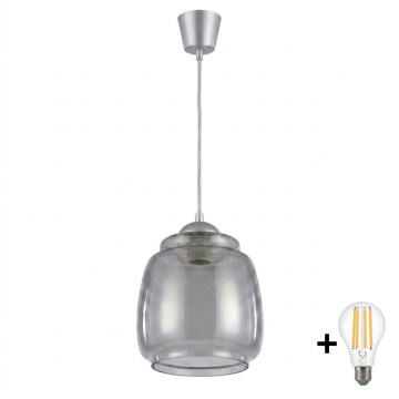 Brilagi - RETRO GLASS LED függeszték kábelen 1xE27/60W/230V Ø 26 cm ezüst/füstszürke