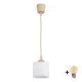 BRILAGI - RETRO GLASS LED függeszték zsinóron, 1xE27/60W/230V, átm. 10 cm, bézs/fehér