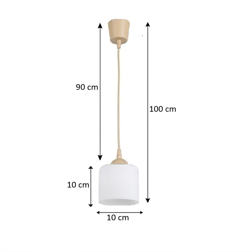 Brilagi - RETRO GLASS LED függeszték zsinóron, 1xE27/60W/230V, átm. 10 cm, bézs/fehér