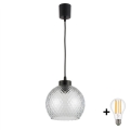 Brilagi - RETRO GLASS LED függőlámpa zsinóron 1xE27/60W/230V átmérő 25 cm fekete/füstszürke