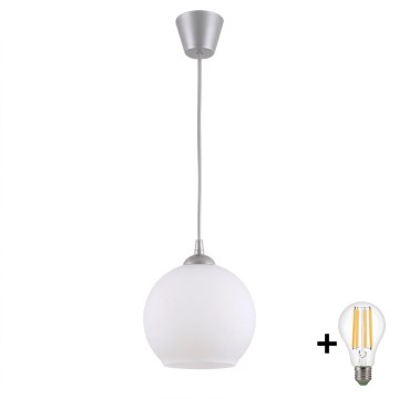 Brilagi - RETRO GLASS LED kábeles csillár 1xE27/60W/230V átm. 15 cm ezüst/fehér