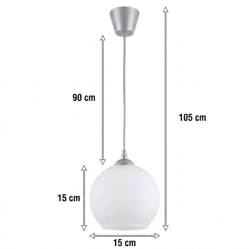 Brilagi - RETRO GLASS LED kábeles csillár 1xE27/60W/230V átm. 15 cm ezüst/fehér