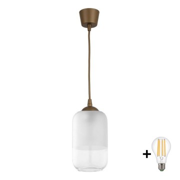 Brilagi - RETRO GLASS LED zsinóros függeszték 1xE27/60W/230V, átmérő 14 cm, barna/fehér