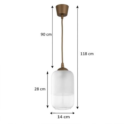 Brilagi - RETRO GLASS LED zsinóros függeszték 1xE27/60W/230V, átmérő 14 cm, barna/fehér