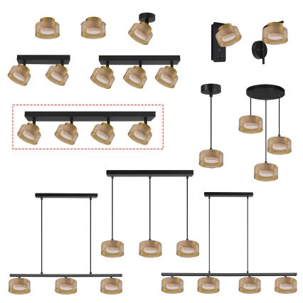 Brilagi - AURA LUX LED RGB+CCT dimmelhető spotlámpa 4xGX53/14W/230V 2700-6500K Wi-Fi Tuya fekete/arany