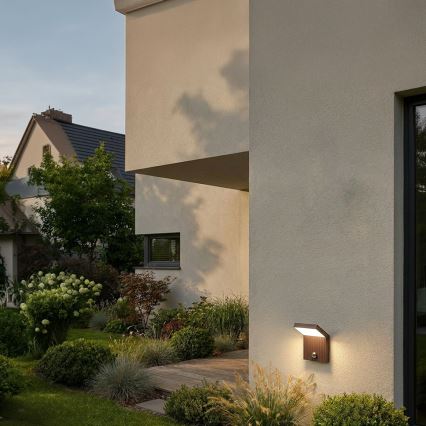 Brilagi - LED kültéri fali lámpatest érzékelővel RIANO LED/8W/230V barna IP65