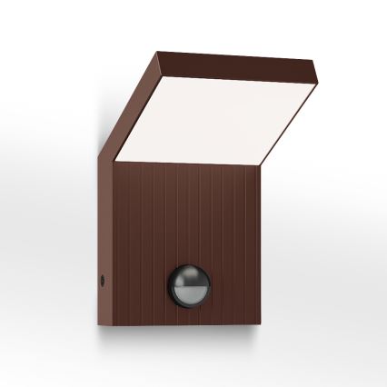 Brilagi - LED kültéri fali lámpatest érzékelővel RIANO LED/8W/230V barna IP65