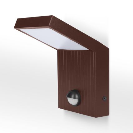 Brilagi - LED kültéri fali lámpatest érzékelővel RIANO LED/8W/230V barna IP65