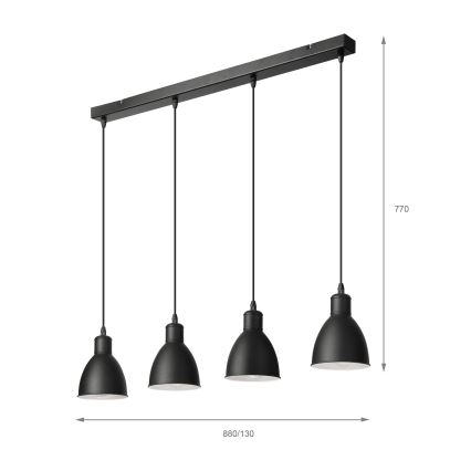 Brilagi - RIDDY LED csillár kábellel 4xE27/60W/230V fekete