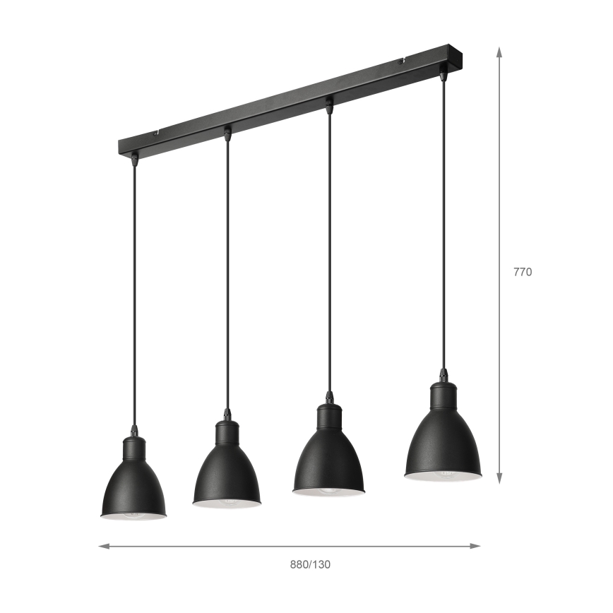 Brilagi - RIDDY LED csillár kábellel 4xE27/60W/230V fekete