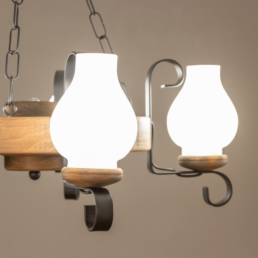 Brilagi - ROATA láncos csillár 5xE14/40W/230V, átmérő 50 cm, bükk