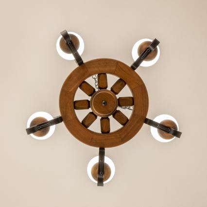 Brilagi - ROATA láncos csillár 5xE14/40W/230V, átmérő 50 cm, bükk