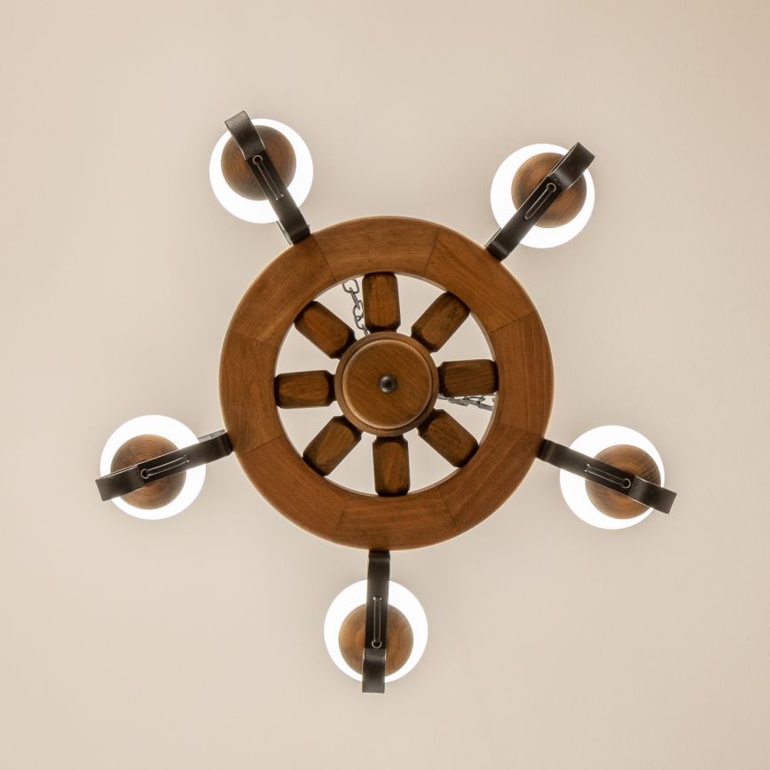 Brilagi - ROATA láncos csillár 5xE14/40W/230V, átmérő 50 cm, bükk