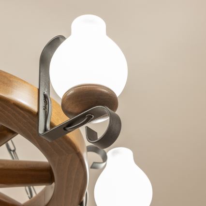 Brilagi - ROATA láncos csillár 6xE14/40W/230V, átmérő 70 cm, bükk/dió