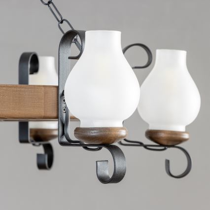 Brilagi - ROATA láncos csillár 6xE14/40W/230V, átmérő 70 cm, bükk/dió