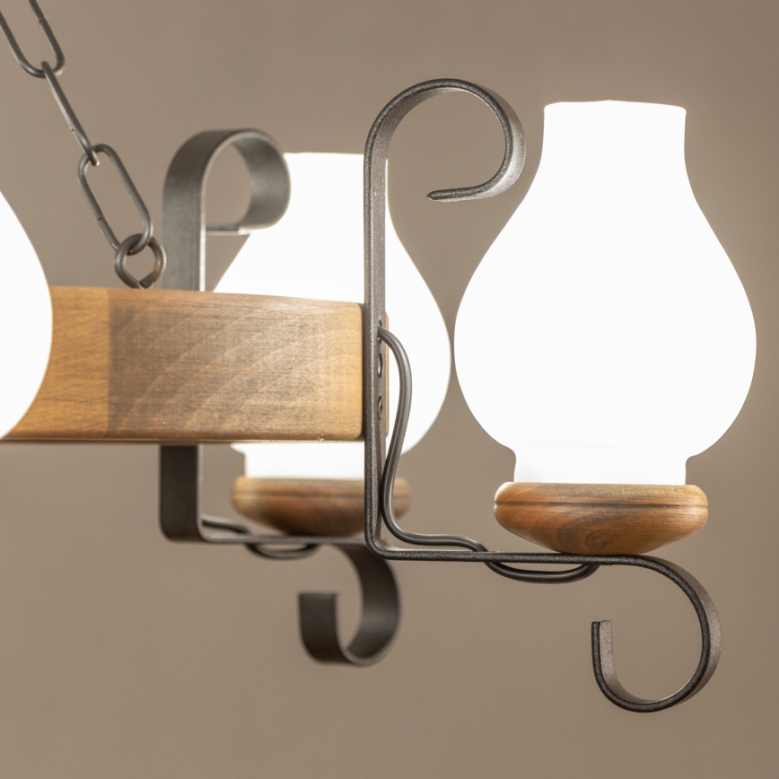 Brilagi - ROATA láncos csillár 6xE14/40W/230V, Ø 70 cm, bükk