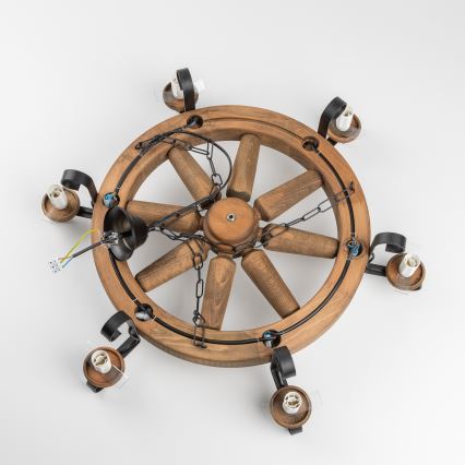 Brilagi - ROATA láncos csillár 6xE14/40W/230V, Ø 70 cm, bükk