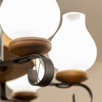 Brilagi - ROATA láncos csillár 8xE14/40W/230V, átm. 70 cm, bükk