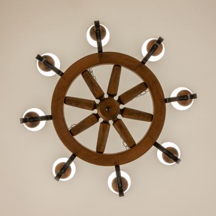 Brilagi - ROATA láncos csillár 8xE14/40W/230V, átm. 70 cm, bükk