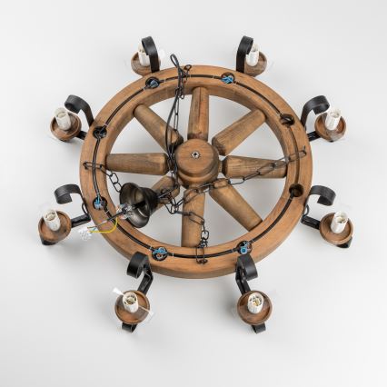 Brilagi - ROATA láncos csillár 8xE14/40W/230V, átm. 70 cm, bükk