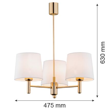 Brilagi - Rudas csillár MONTE 3xE27/60W/230V krémszínű/arany