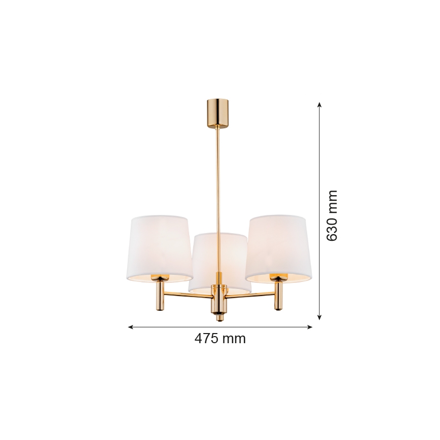 Brilagi - Rudas csillár MONTE 3xE27/60W/230V krémszínű/arany