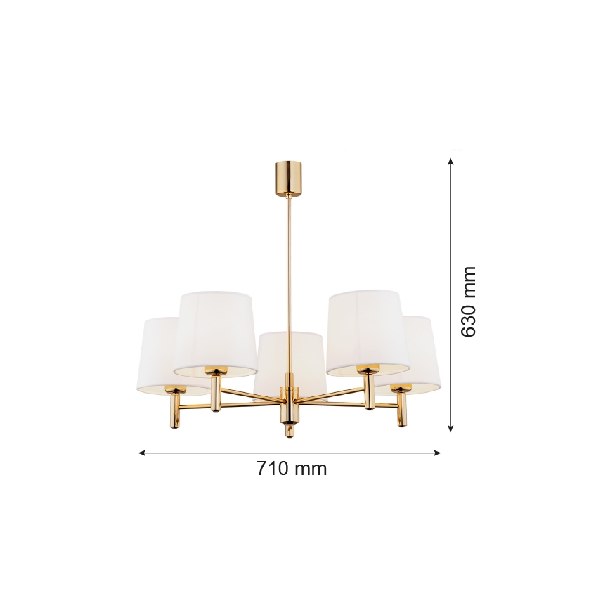 Brilagi - Rudas csillár MONTE 5xE27/60W/230V krémszínű/arany