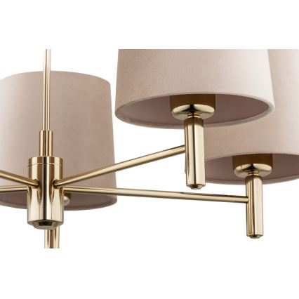 Brilagi - Rúddal szerelt MONTE csillár 5xE27/60W/230V bézs/arany