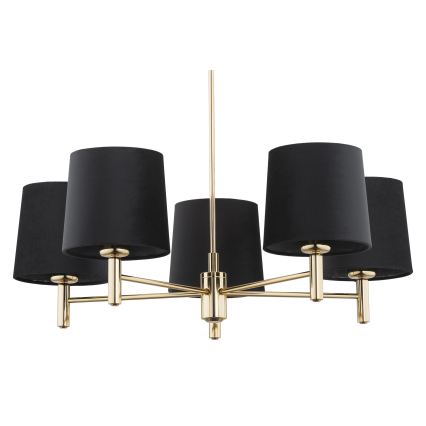 Brilagi - Rúdon függő csillár MONTE 5xE27/15W/230V fekete/arany