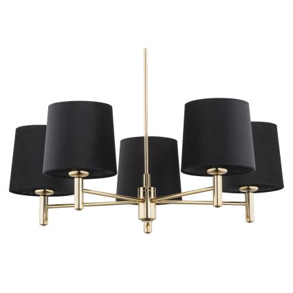 Brilagi - Rúdon függő csillár MONTE 5xE27/60W/230V fekete/arany