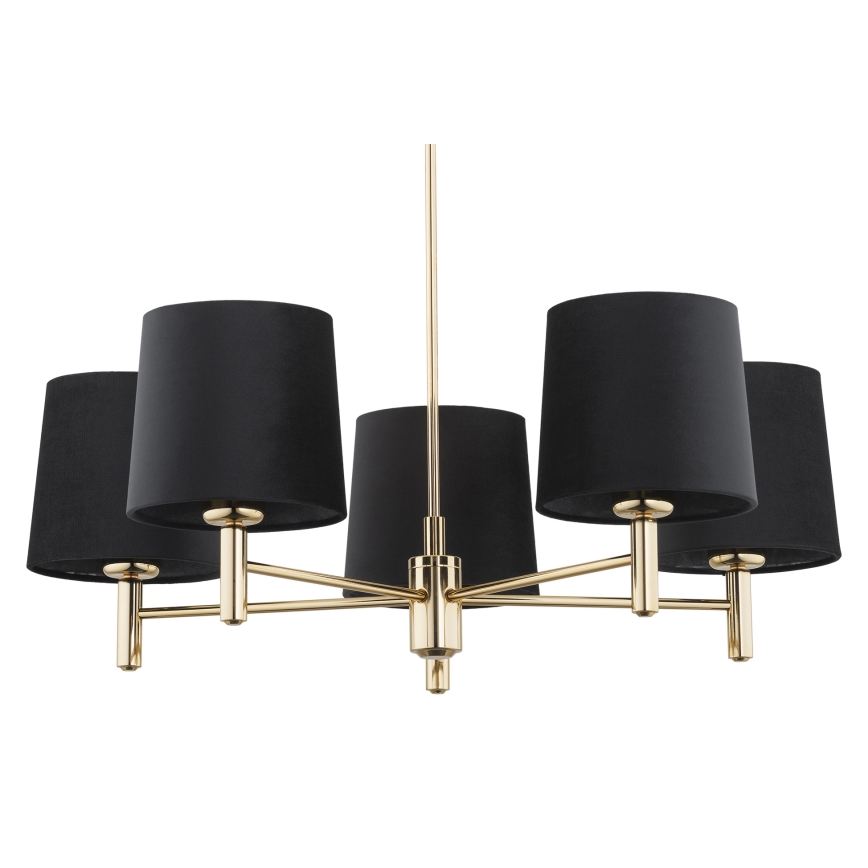 Brilagi - Rúdon függő csillár MONTE 5xE27/60W/230V fekete/arany
