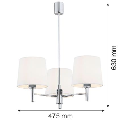 Brilagi - Rúdos csillár MONTE 3xE27/60W/230V krémszínű/fényes króm