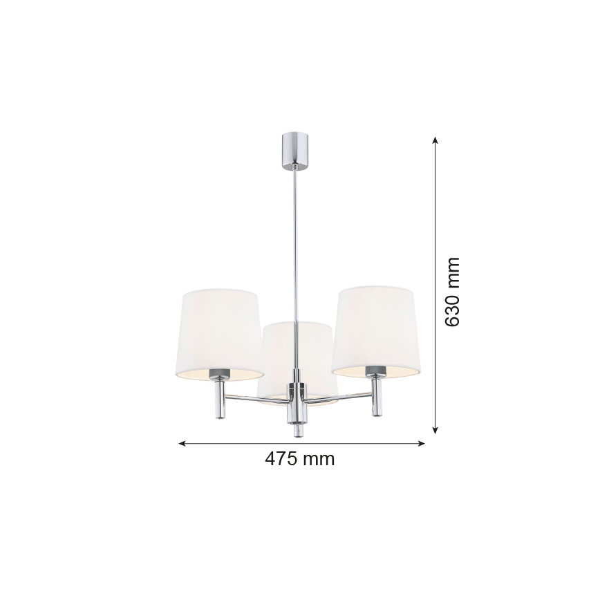 Brilagi - Rúdos csillár MONTE 3xE27/60W/230V krémszínű/fényes króm