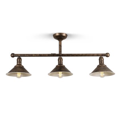 BRILAGI - Rúdra szerelt csillár FORGE 3xE27/60W/230V patinás/rézszínű