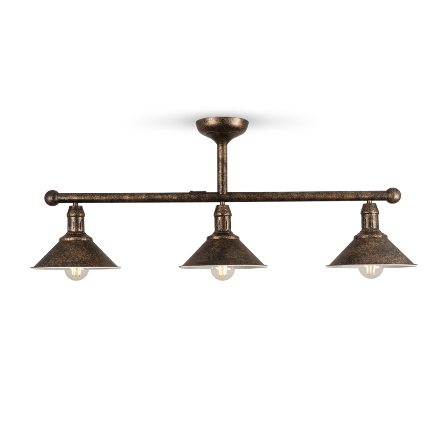 BRILAGI - Rúdra szerelt csillár FORGE 3xE27/60W/230V patinás/rézszínű