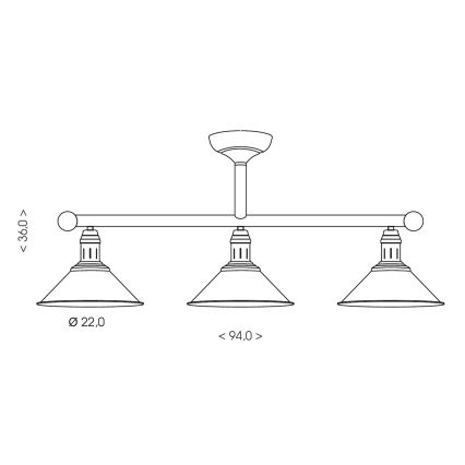 Brilagi - Rúdra szerelt csillár FORGE 3xE27/60W/230V patinás/rézszínű